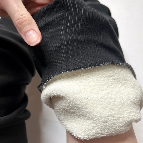 Black Fleece Lined Leg Warmers Warm Leggings Long Thigh Highs Slouch Socks Warm - Picture 3 of 8